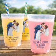 Gift For Couples, Married Couple, Custom Photo, Art Design, Wedding, Romantic, Photo - Semi Realistic Portrait - Custom Photo Semi Realistic Portrait Couples Wedding Engaged Bachelor Party - Personalized Frosted Cups