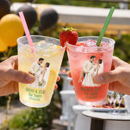 Gift For Couples, Married Couple, Custom Photo, Art Design, Wedding, Romantic, Photo - Semi Realistic Portrait - Custom Photo Semi Realistic Portrait Couples Wedding Engaged Bachelor Party - Personalized Frosted Cups