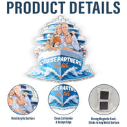 Top Market,Art Design,Cruising,Summer,Gift For Couples,Photo - Semi Realistic Portrait,Happy - Custom Photo Semi Realistic Portrait Cruise Partners For Life - Personalized Acrylic Magnet