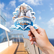 Top Market,Art Design,Cruising,Summer,Gift For Couples,Photo - Semi Realistic Portrait,Happy - Custom Photo Semi Realistic Portrait Cruise Partners For Life - Personalized Acrylic Magnet