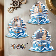 Top Market,Art Design,Cruising,Summer,Gift For Couples,Photo - Semi Realistic Portrait,Happy - Custom Photo Semi Realistic Portrait Cruise Partners For Life - Personalized Acrylic Magnet