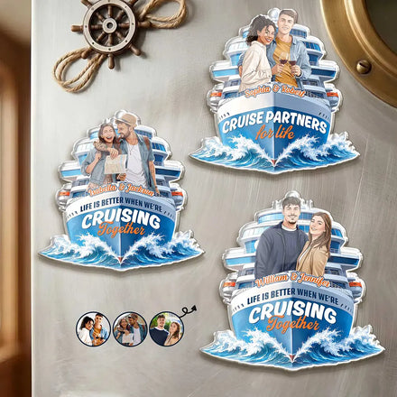 Custom Photo Semi Realistic Portrait Cruise Partners For Life - Personalized Acrylic Magnet