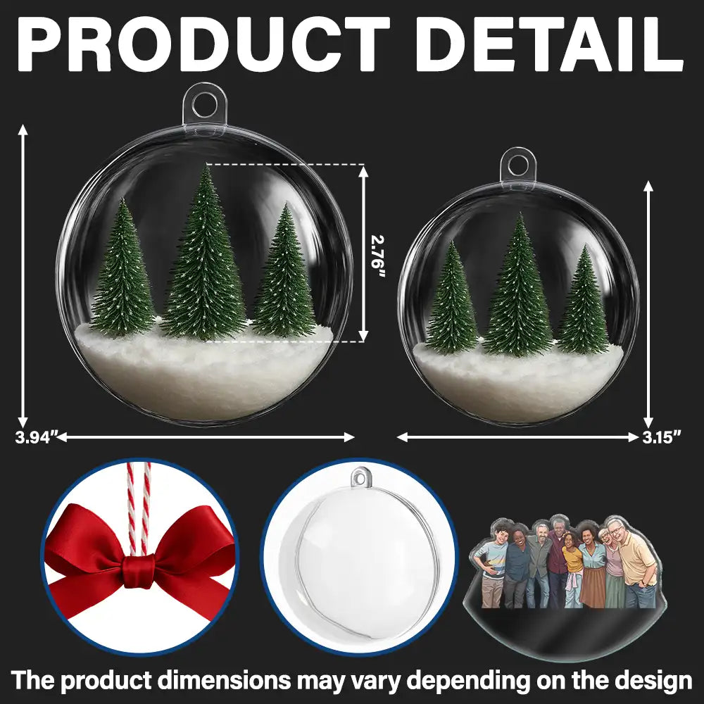 Art Design,Gift For Bestie,Christmas,Cozy,Photo - Semi Realistic Portrait - Custom Photo Semi Realistic Portrait Family Bestie Couple Portrait - Personalized 3D Acrylic Ball Ornament