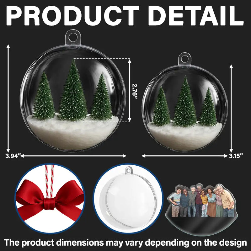 Art Design,Gift For Bestie,Christmas,Cozy,Photo - Semi Realistic Portrait - Custom Photo Semi Realistic Portrait Family Bestie Couple Portrait - Personalized 3D Acrylic Ball Ornament