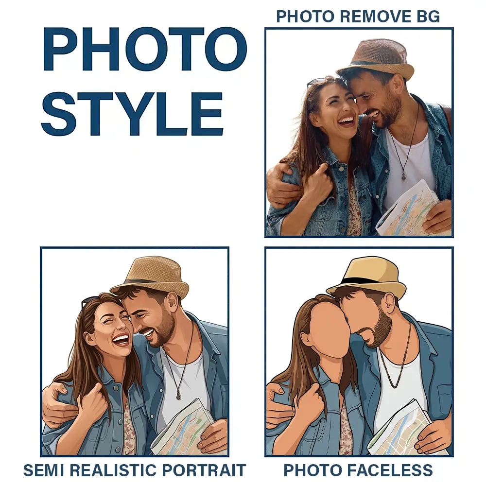 Custom Photo, Art Design, Family, Adorable, Photo - Semi Realistic Portrait - Custom Photo Semi Realistic Portrait Family Couple Pet Lovers Portrait - Personalized Acrylic Magnet