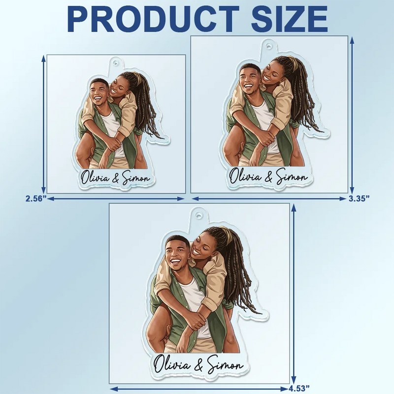 Custom Photo,Art Design,Family,Adorable,Photo - Semi Realistic Portrait - Custom Photo Semi Realistic Portrait Family Couple Pet Lovers Portrait - Personalized Acrylic Car Hanger