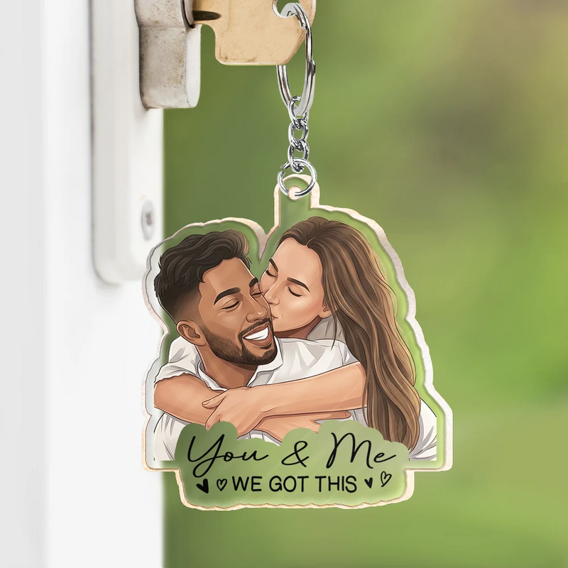 Custom Photo, Art Design, Family, Adorable, Photo - Semi Realistic Portrait - Custom Photo Semi Realistic Portrait Family Couple Pet Lovers Portrait - Personalized Acrylic Keychain