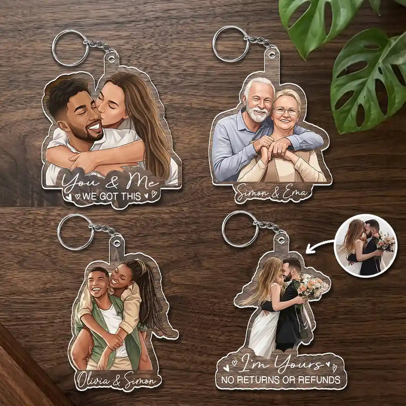 Custom Photo, Art Design, Family, Adorable, Photo - Semi Realistic Portrait - Custom Photo Semi Realistic Portrait Family Couple Pet Lovers Portrait - Personalized Acrylic Keychain