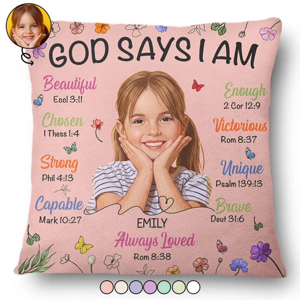 Art Design,Confident,Christmas,Gift For Yourself,Photo - Semi Realistic Portrait - Custom Photo Semi Realistic Portrait God Says I Am - Personalized Pillow