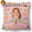 Art Design,Confident,Christmas,Gift For Yourself,Photo - Semi Realistic Portrait - Custom Photo Semi Realistic Portrait God Says I Am - Personalized Pillow