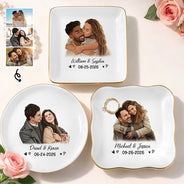Custom Photo, Art Design, Gift For Couples, Romantic, Photo - Semi Realistic Portrait - Custom Photo Semi Realistic Portrait Happy Couple Anniversary - Personalized Ring Dish