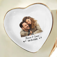 Custom Photo, Art Design, Gift For Couples, Romantic, Photo - Semi Realistic Portrait - Custom Photo Semi Realistic Portrait Happy Couple Anniversary - Personalized Ring Dish