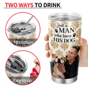 Art Design, Confident, Pet Lovers, Photo - Semi Realistic Portrait - Custom Photo Semi Realistic Portrait Just A Girl Who Loves Her Dog - Personalized Tumbler