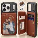 Custom Photo, Art Design, Gift For Couples, Top Market, Romantic, Photo - Semi Realistic Portrait - Custom Photo Semi Realistic Portrait Romantic Couple I Love You - Personalized Leather Flip Wallet Phone Case