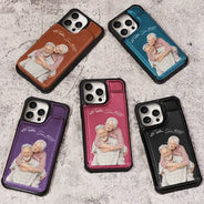 Custom Photo, Art Design, Gift For Couples, Top Market, Romantic, Photo - Semi Realistic Portrait - Custom Photo Semi Realistic Portrait Romantic Couple I Love You - Personalized Leather Flip Wallet Phone Case