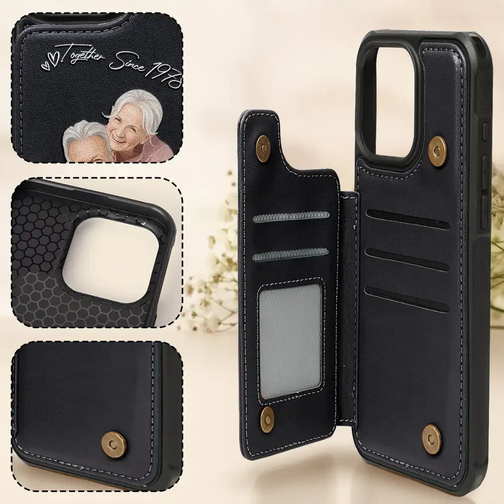 Custom Photo, Art Design, Gift For Couples, Top Market, Romantic, Photo - Semi Realistic Portrait - Custom Photo Semi Realistic Portrait Romantic Couple I Love You - Personalized Leather Flip Wallet Phone Case