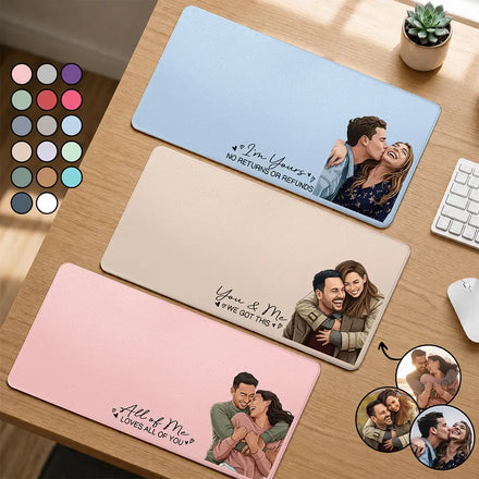 Custom Photo Semi Realistic Portrait You & Me We Got This - Personalized PU Leather Desk Mat
