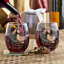 Custom Photo, Art Design, Gift For Couples, Romantic, Photo - Semi Realistic Portrait - Custom Photo Semi Realistic Portrait You & Me We Got This - Personalized Stemless Wine Glass