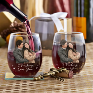 Custom Photo, Art Design, Gift For Couples, Romantic, Photo - Semi Realistic Portrait - Custom Photo Semi Realistic Portrait You & Me We Got This - Personalized Stemless Wine Glass