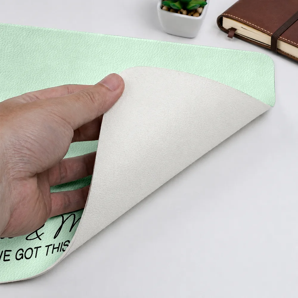 Art Design, Custom Photo, Romantic, Gift For Couples, Photo - Semi Realistic Portrait - Custom Photo Semi Realistic Portrait You & Me We Got This - Personalized Leather Desk Mat