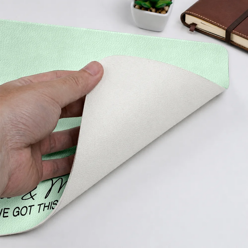 Art Design, Custom Photo, Romantic, Gift For Couples, Photo - Semi Realistic Portrait - Custom Photo Semi Realistic Portrait You & Me We Got This - Personalized Leather Desk Mat