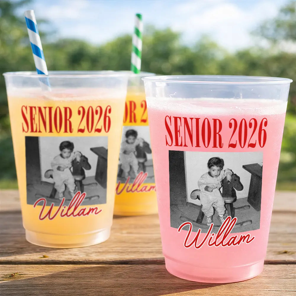 Gift For Women,Gift For Men,Graduation,Custom Photo,Happy,Gift For Yourself - Custom Photo Senior Vinatge Graduation - Personalized Frosted Cups