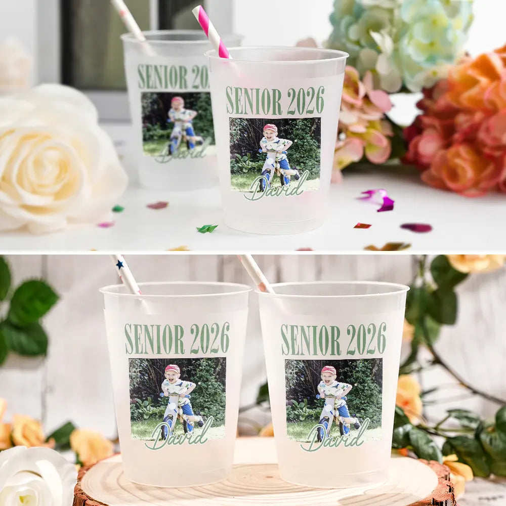 Gift For Women,Gift For Men,Graduation,Custom Photo,Happy,Gift For Yourself - Custom Photo Senior Vinatge Graduation - Personalized Frosted Cups