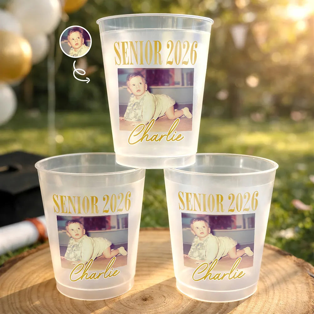 Gift For Women,Gift For Men,Graduation,Custom Photo,Happy,Gift For Yourself - Custom Photo Senior Vinatge Graduation - Personalized Frosted Cups