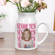 Graduation,Happy,Photo,Proud - Custom Photo Senior Vintage Portrait - Personalized Ceramic Flower Vase