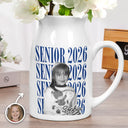 Graduation,Happy,Photo,Proud - Custom Photo Senior Vintage Portrait - Personalized Ceramic Flower Vase