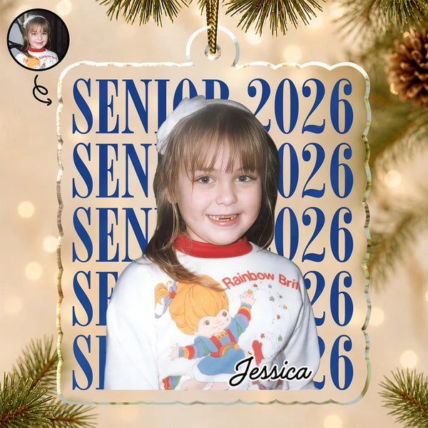 Christmas,Proud,Custom Photo,Graduation,Gift For Yourself,Remove BG Photo - Custom Photo Senior Vintage Portrait - Personalized Custom Shaped Acrylic Ornament