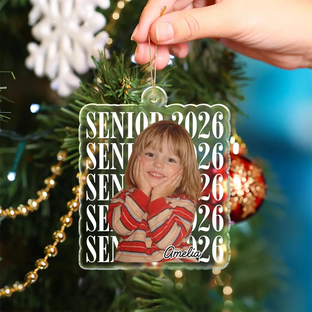 Christmas,Proud,Custom Photo,Graduation,Gift For Yourself,Remove BG Photo - Custom Photo Senior Vintage Portrait - Personalized Custom Shaped Acrylic Ornament