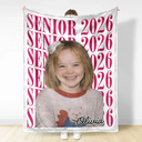 Graduation,Happy,Photo,Proud - Custom Photo Senior Vintage Portrait - Personalized Fleece Blanket, Sherpa Blanket