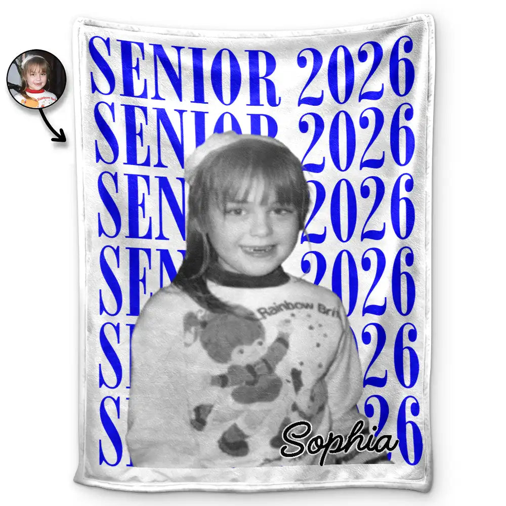 Custom Photo Senior Vintage Portrait - Personalized Fleece Blanket, Sherpa Blanket