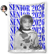 Graduation,Happy,Photo,Proud - Custom Photo Senior Vintage Portrait - Personalized Fleece Blanket, Sherpa Blanket