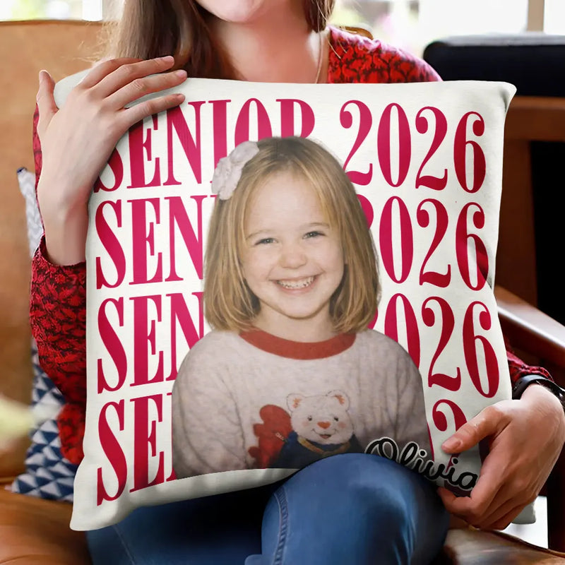 Graduation,Happy,Photo,Proud - Custom Photo Senior Vintage Portrait - Personalized Pillow