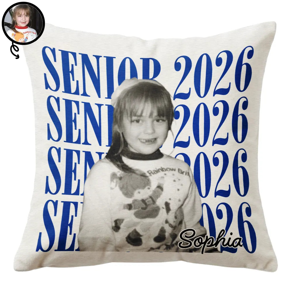 Graduation,Happy,Photo,Proud - Custom Photo Senior Vintage Portrait - Personalized Pillow