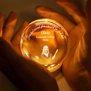 Graduation,Dad - Daughters (Adult),Gift For Daughter,Mom - Daughters (Adult),Dad - Sons,Gift For Son,Mom - Sons,Happy,Custom Photo - Custom Photo She Believed She Could So She Did - Personalized Crystal Globe Lamp