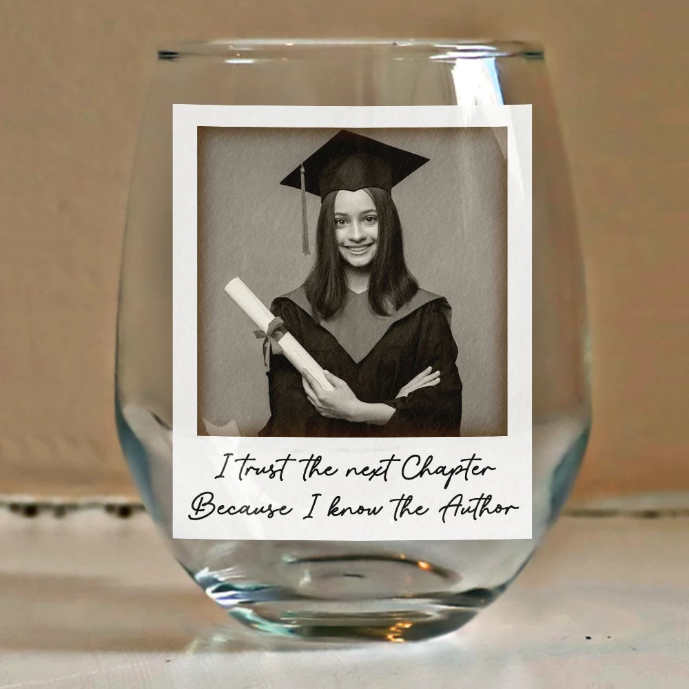 Graduation, Gift For Yourself, Happy, Gift For Women, Gift For Men, Custom Photo - Custom Photo She Believed She Could So She Did - Personalized Stemless Wine Glass