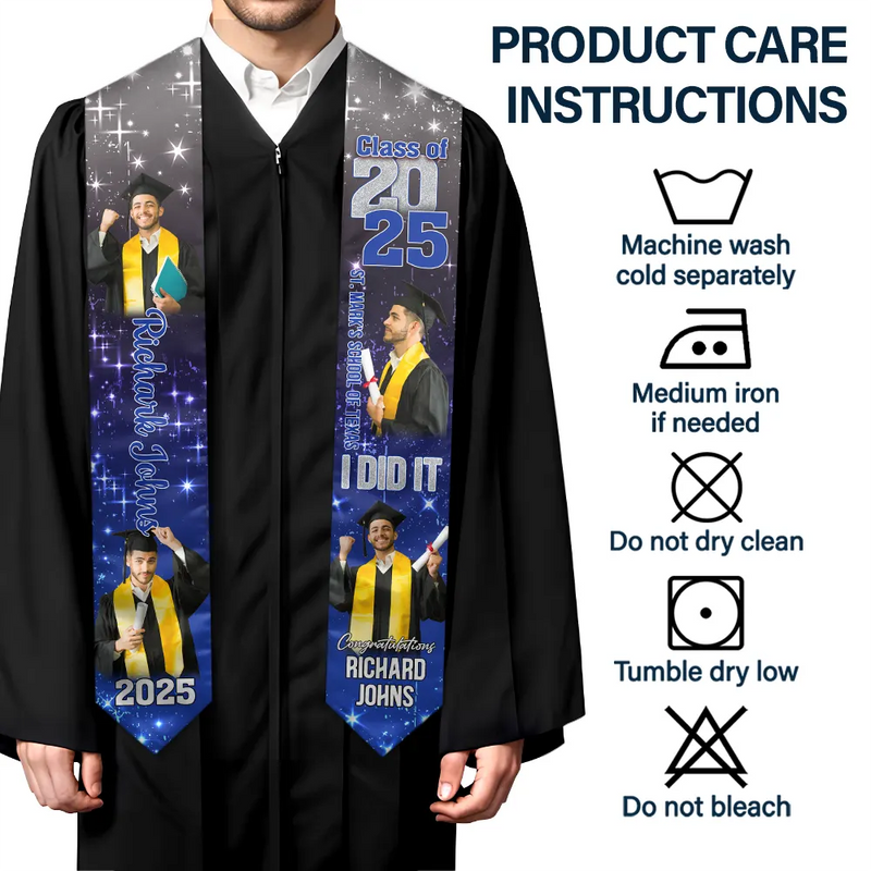 Graduation,Gift For Yourself,Gift For Women,Gift For Men - Custom Photo She Believed She Could So She Did - Personalized Stoles
