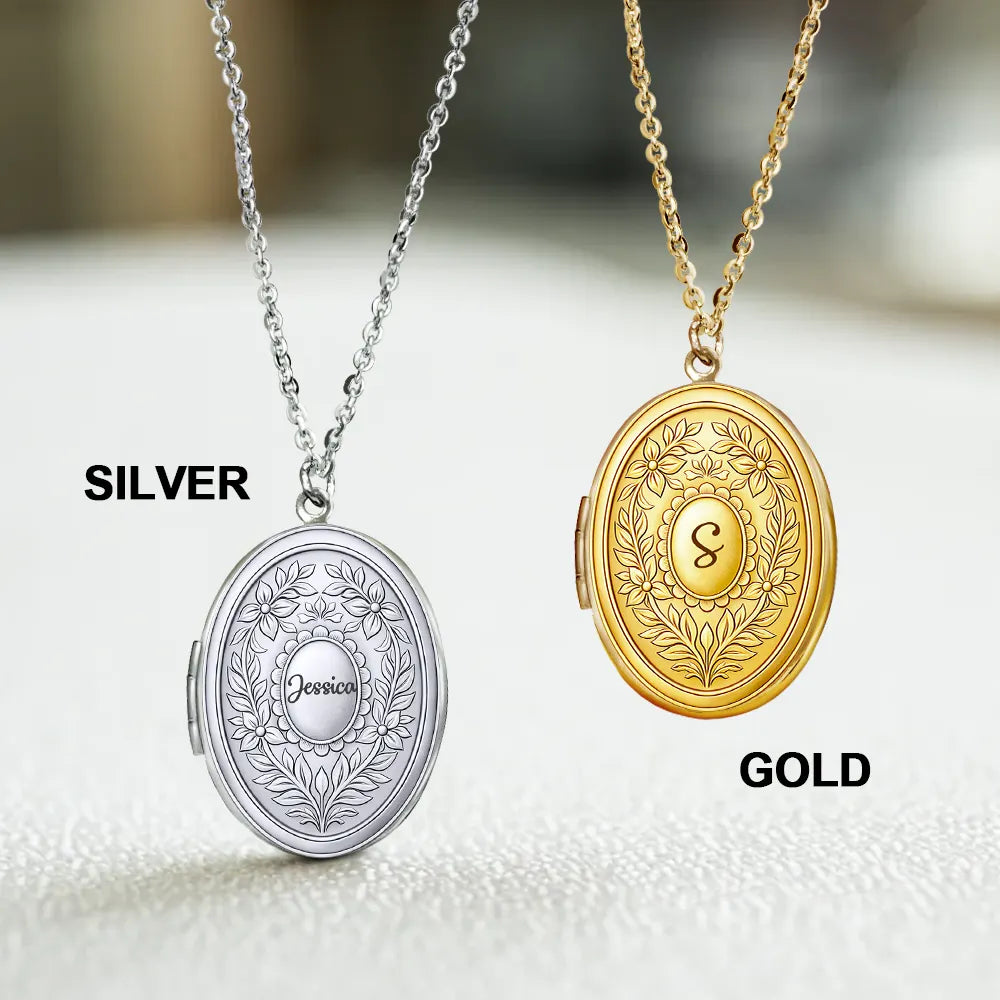 Custom Photo,Gift For Yourself,Gift For Women,Happy - Custom Photo Simple Initial Necklace - Personalized Locket Necklace