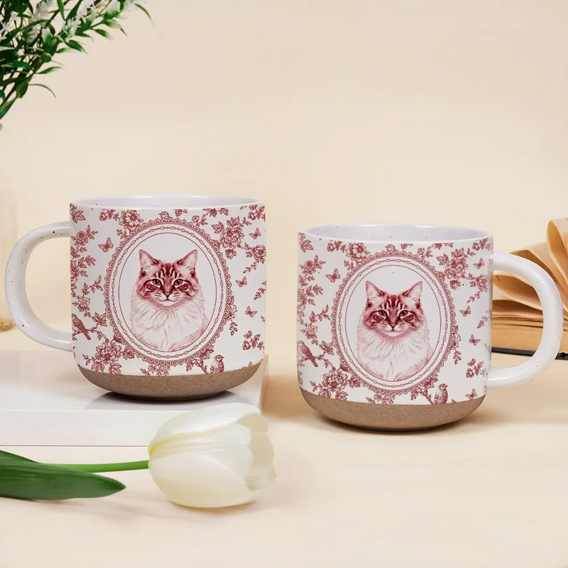 Art Design,Cozy,Pet Lovers,Photo - Porcelain Art Style - Custom Photo Single-Color Watercolor Dog Cat Pet Pet Portrait - Personalized Pottery Mug
