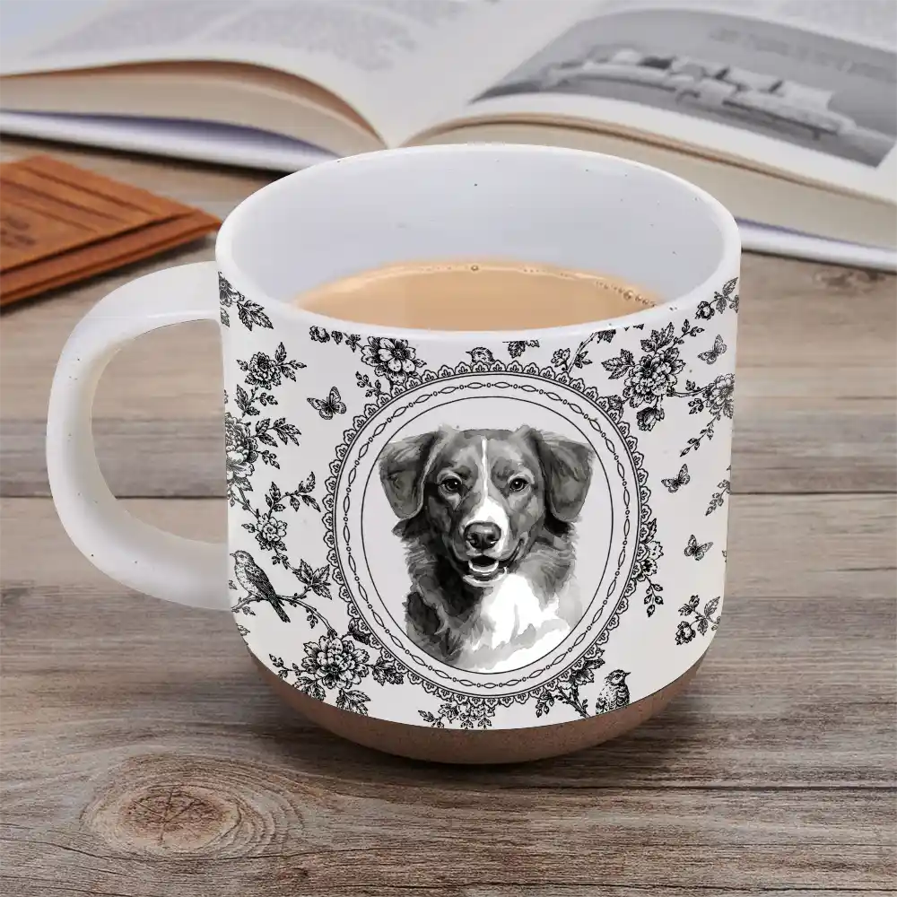 Art Design,Cozy,Pet Lovers,Photo - Porcelain Art Style - Custom Photo Single-Color Watercolor Dog Cat Pet Pet Portrait - Personalized Pottery Mug