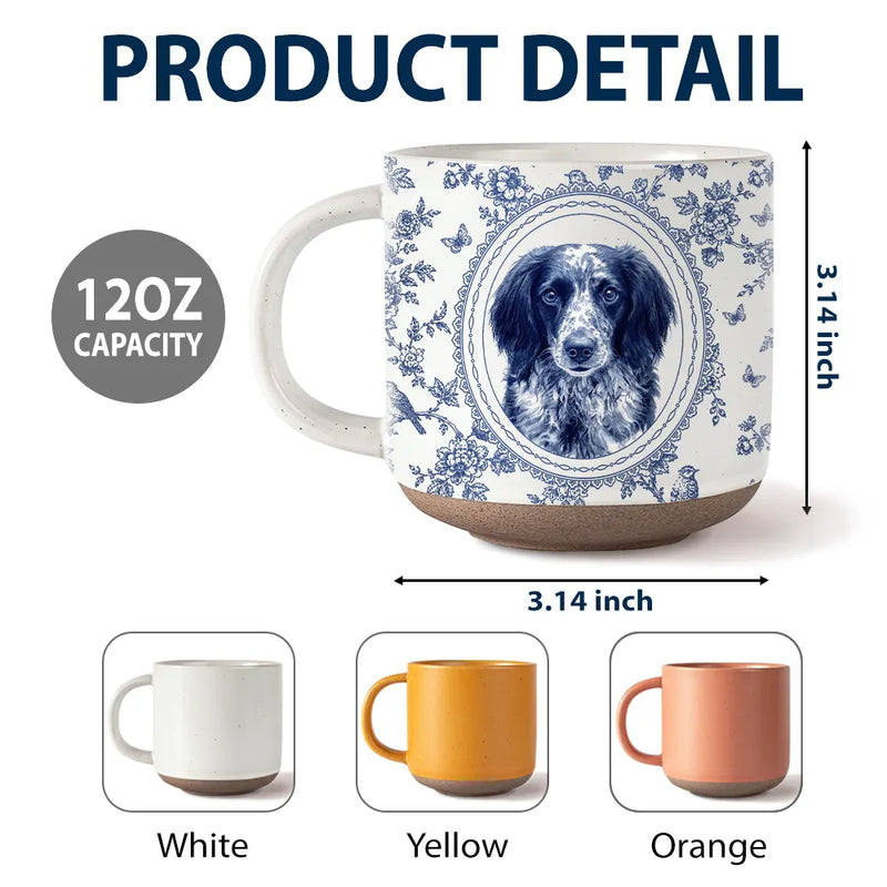 Art Design,Cozy,Pet Lovers,Photo - Porcelain Art Style - Custom Photo Single-Color Watercolor Dog Cat Pet Pet Portrait - Personalized Pottery Mug