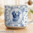 Art Design, Pet Lovers, Photo - Porcelain Art Style, Happy - Custom Photo Single-Color Watercolor Dog Cat Pet Pet Portrait Flower - Personalized Pottery Mug