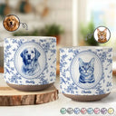 Art Design, Pet Lovers, Photo - Porcelain Art Style, Happy - Custom Photo Single-Color Watercolor Dog Cat Pet Pet Portrait Flower - Personalized Pottery Mug