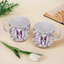 Art Design, Pet Lovers, Photo - Porcelain Art Style, Happy - Custom Photo Single-Color Watercolor Dog Cat Pet Pet Portrait Flower - Personalized Pottery Mug