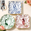 Art Design,Gift For Children,Gift For Mother,Mom - Daughter (Adult),Gift For Daughter,Photo - Porcelain Art Style,Happy - Custom Photo Single-Color Watercolor Mother Daughter Dog Cat Family - Personalized Ring Dish