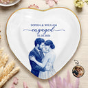 Art Design,Engaged Couple,Romantic,Gift For Couples,Wedding,Photo - Porcelain Art Style - Custom Photo Single-Color Watercolor Wedding Couple Engagement Bridal Shower - Personalized Ring Dish