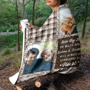 Christmas, Gift For Bestie, Gift For Sisters, Gift For Brothers, Gift For Sibling, Happy, Cousin, Family, Long Distance - Custom Photo Sisters Brothers Will Always Be Connected By Heart - Personalized Fleece Blanket, Sherpa Blanket